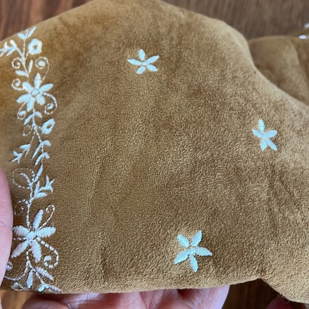 BABY GAP girls faux suede sherpa embroidery hooded coat boho camel brown 12-18M